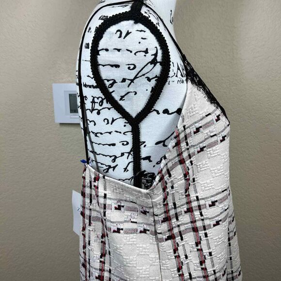 Zara Cream top women texture sleeveless black lace blouse size L bohemian boho - Picture 7 of 15